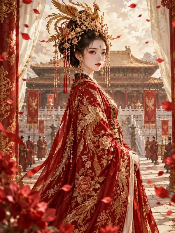 黄豆短剧《江山为聘》封面，古装宫廷权谋甜宠的华丽画面